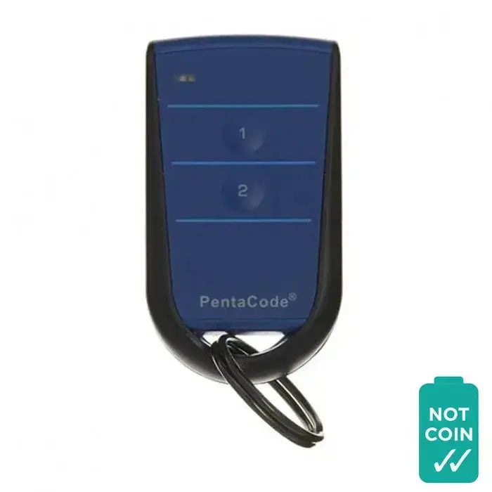 'ELSEMA' - PentaCode - 2-Channel garage remote with two buttons and keyring, compatible with PentaFOB receivers for secure door access.
