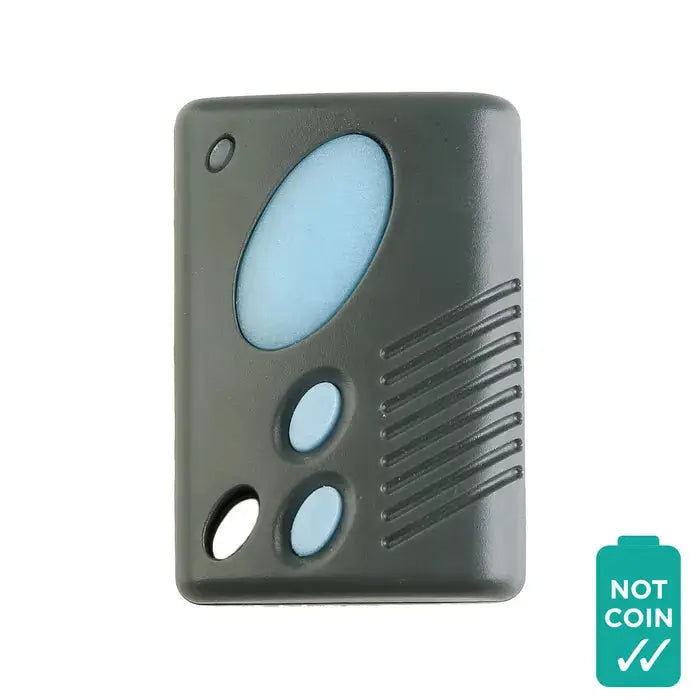 'GLIDEROL' 3-Channel garage remote with black body and blue buttons, designed to control up to three garage doors or gates efficiently.