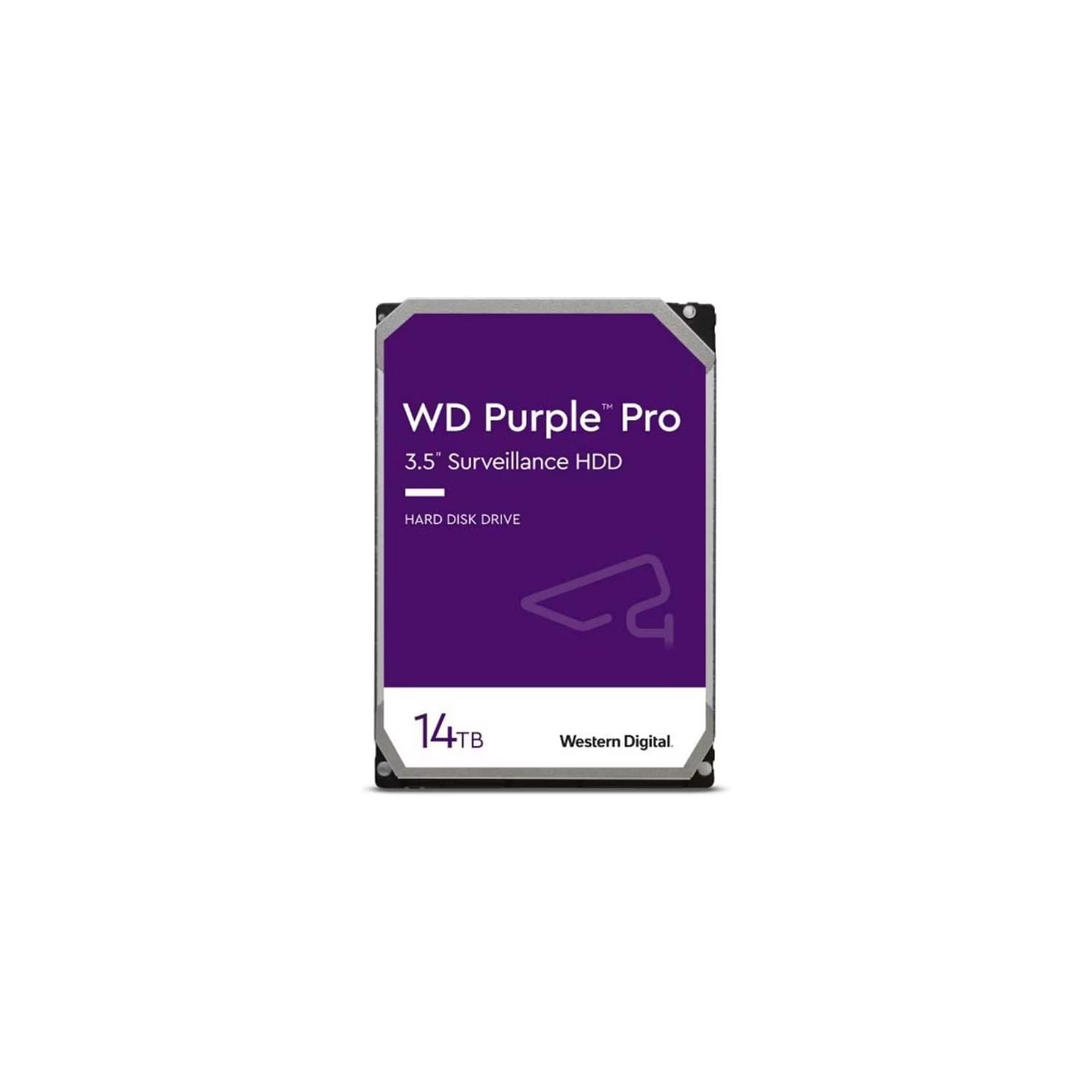 WD Purple 14TB HDD - AI Storage 3.5" SATA hard drive for CCTV and surveillance systems, optimized for 7200 RPM performance and 550TB/year workload.