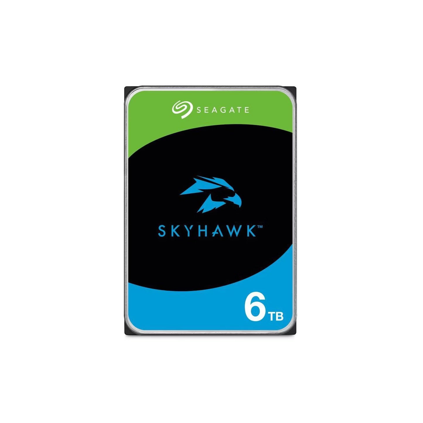 Seagate SkyHawk 6TB 3.5" surveillance HDD with 64MB cache, ideal for 24/7 CCTV recording and supporting up to 180TB workload per year.