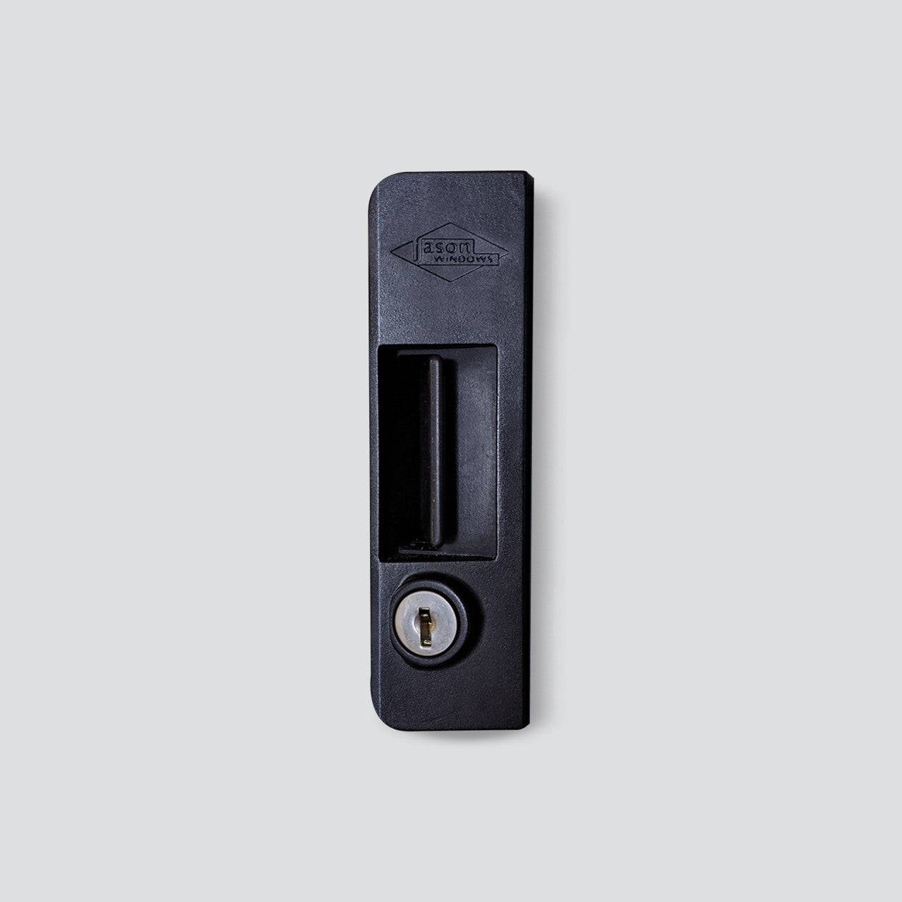 Breezelock Catch for Jason Residential Sliding Windows from 1996 onwards. Durable black window hardware with included barrels for secure locking.