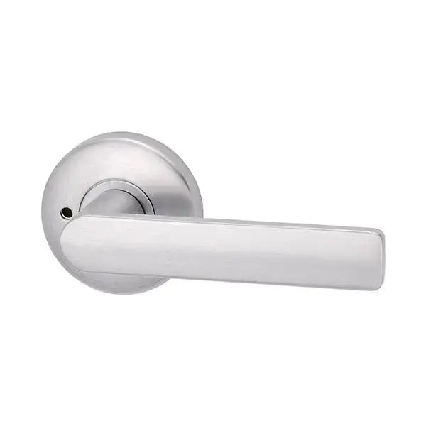 VELOCITY PRIVACY SET & L3 LEVER TP Residential Leverset in brushed stainless steel with modern rectangular handle design for interior doors.