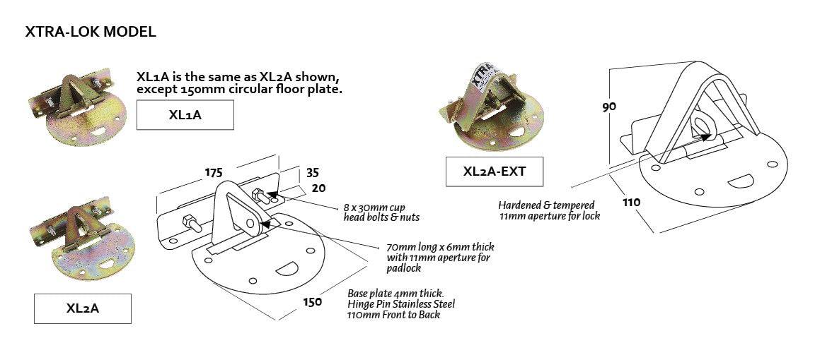 Xtratec Xl2a Moon Base Roller Door Lock, Internal Fixing, Stainless Steel