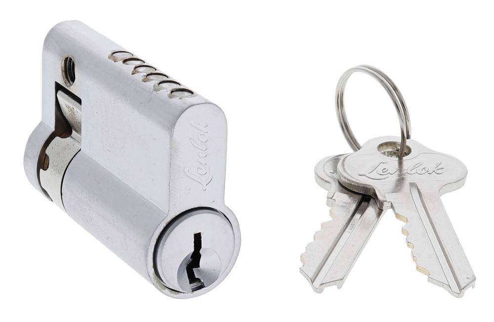 Lenlok Euro Half Cylinder, Fixed Cam, 6 pin, C4 Keyed Alike , Satin Chrome Boxed