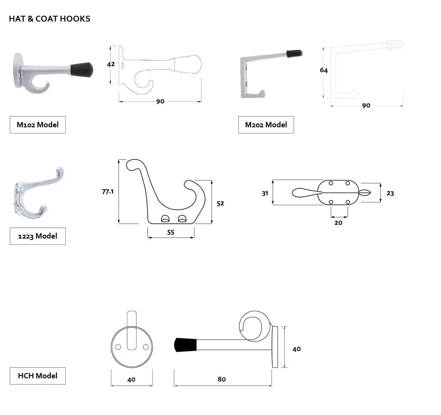 Lenlok 1237, Hat and Coat Hook, 4 Hole fixing, Poly Bag