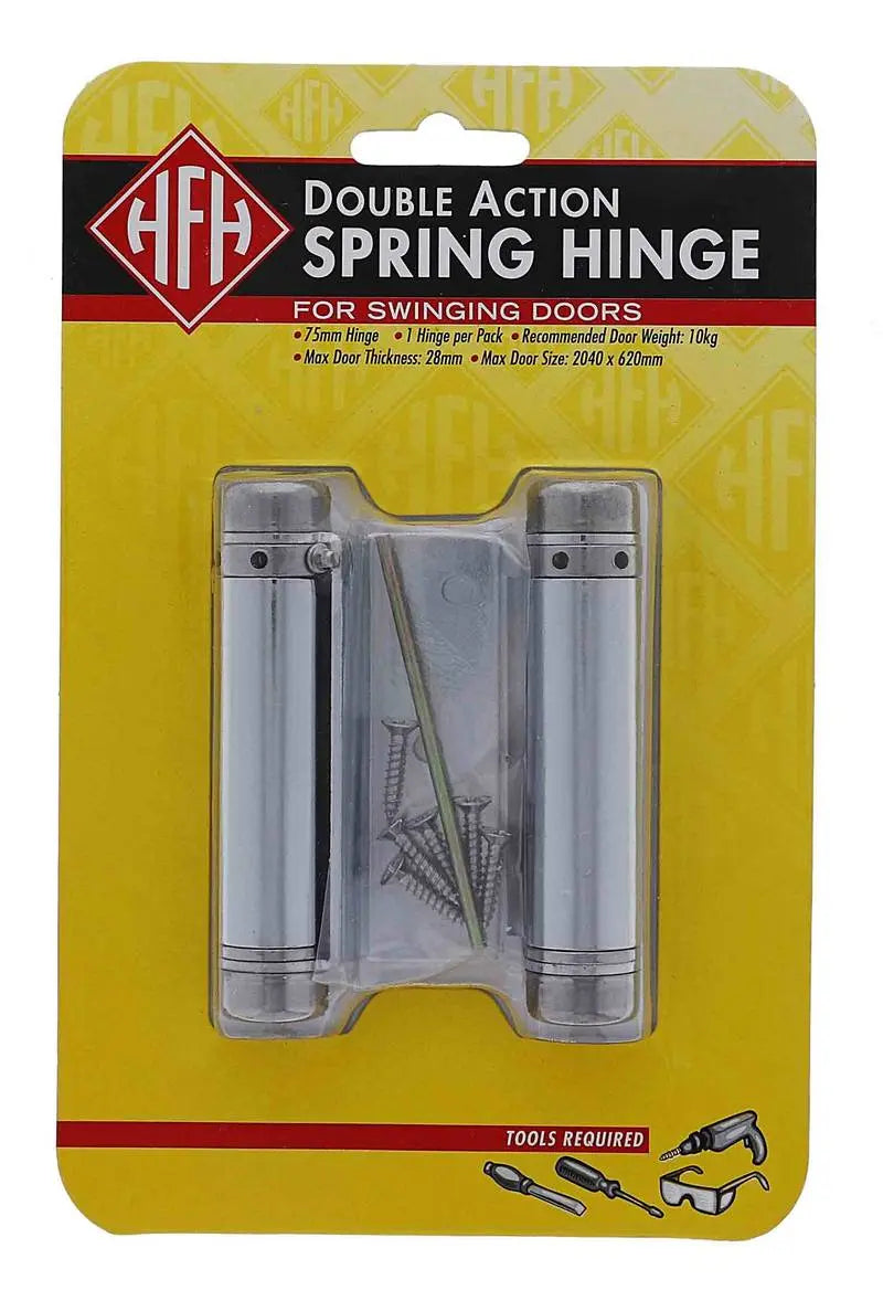 Lenlok Double Action, 75MM Spring Hinge, Display Pack, Chrome Plate