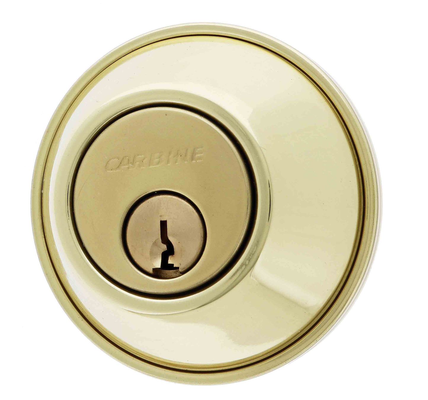 Carbine ALB series Single Cylinder and Turn Deadbolt with 60-70mm backset in polished brass finish. Secure keyed entry lock for residential and commercial use.