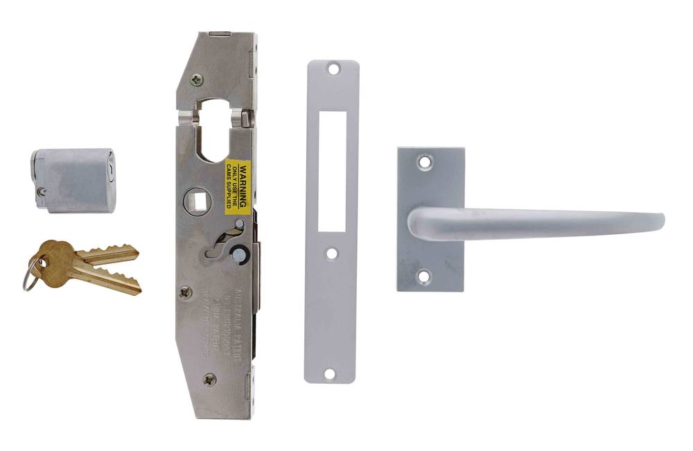 Lenlok C-702, Hinged door, Short Throw, 22mm Bolt, Cylinder and escape lever, Boxed Single, Satin Chrome