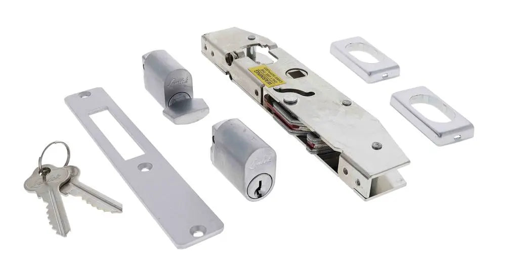 Lenlok C-702, Sliding door, Hook Throw, 28mm Bolt, Cylinder and turn, Boxed Single, Satin Chrome