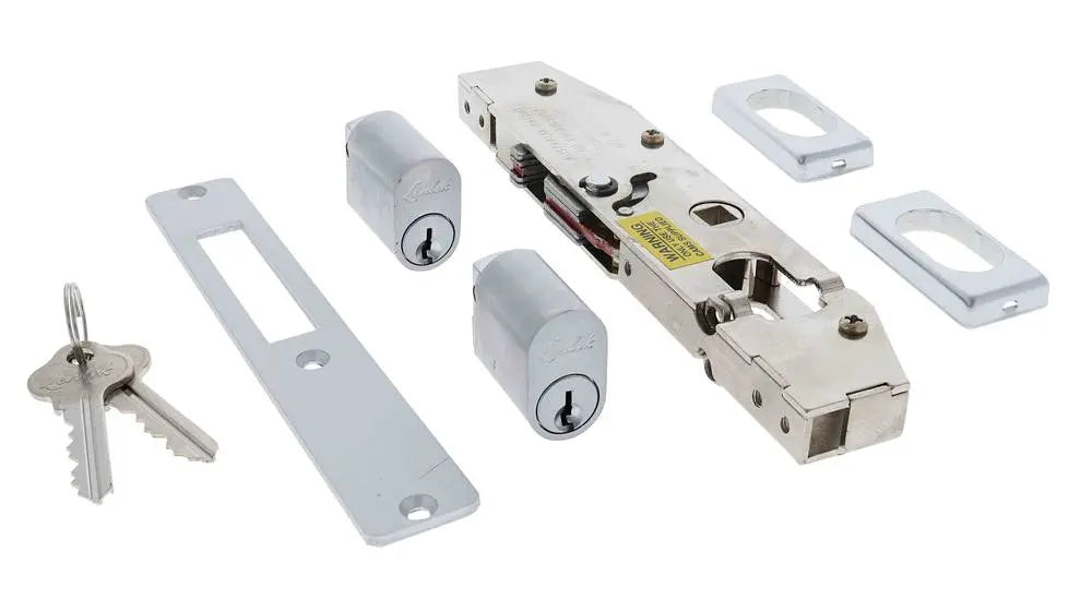 Lenlok C-702, Sliding door, Hook Throw, 28mm Bolt, Double cylinder, Boxed Single, Satin Chrome
