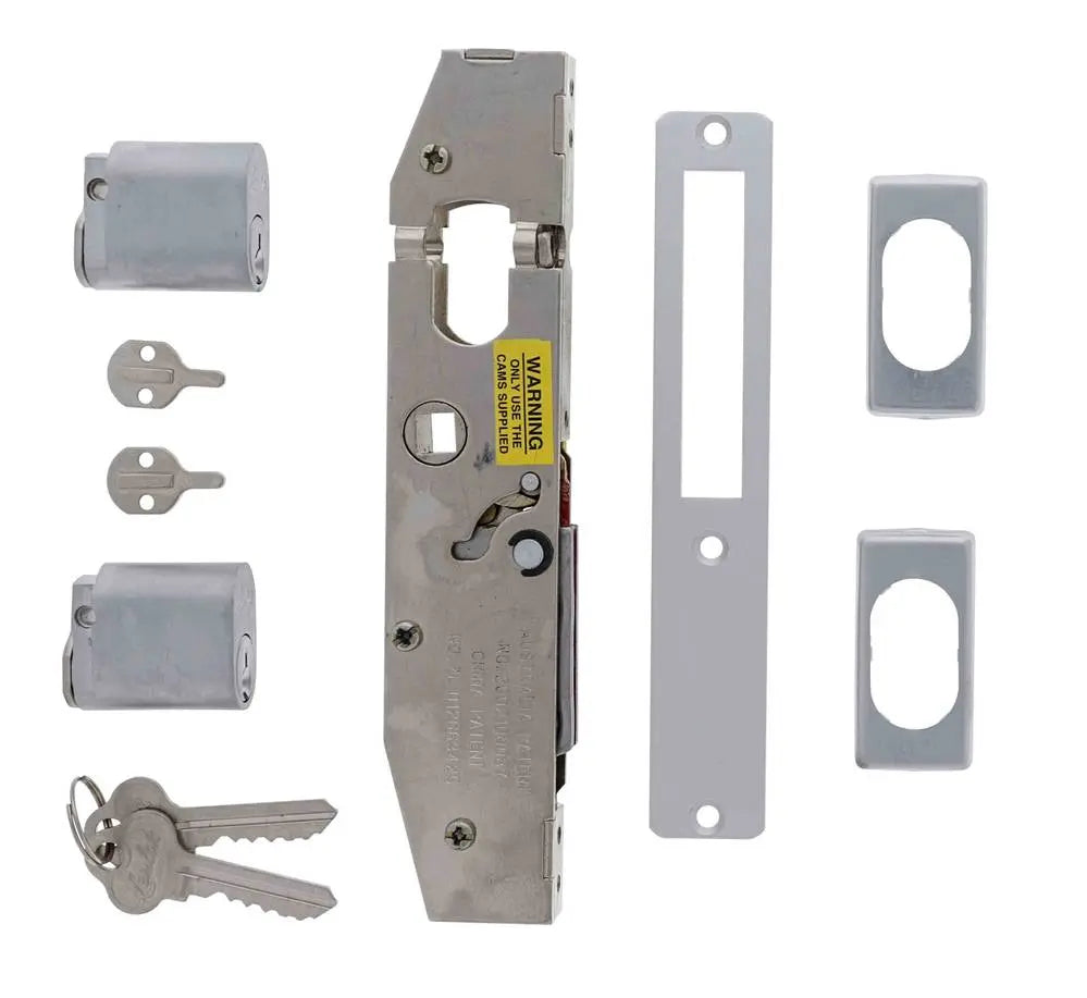 Lenlok C-702, Hinged door, Long Throw, 36mm Bolt, Double cylinder, Boxed Single, Satin Chrome