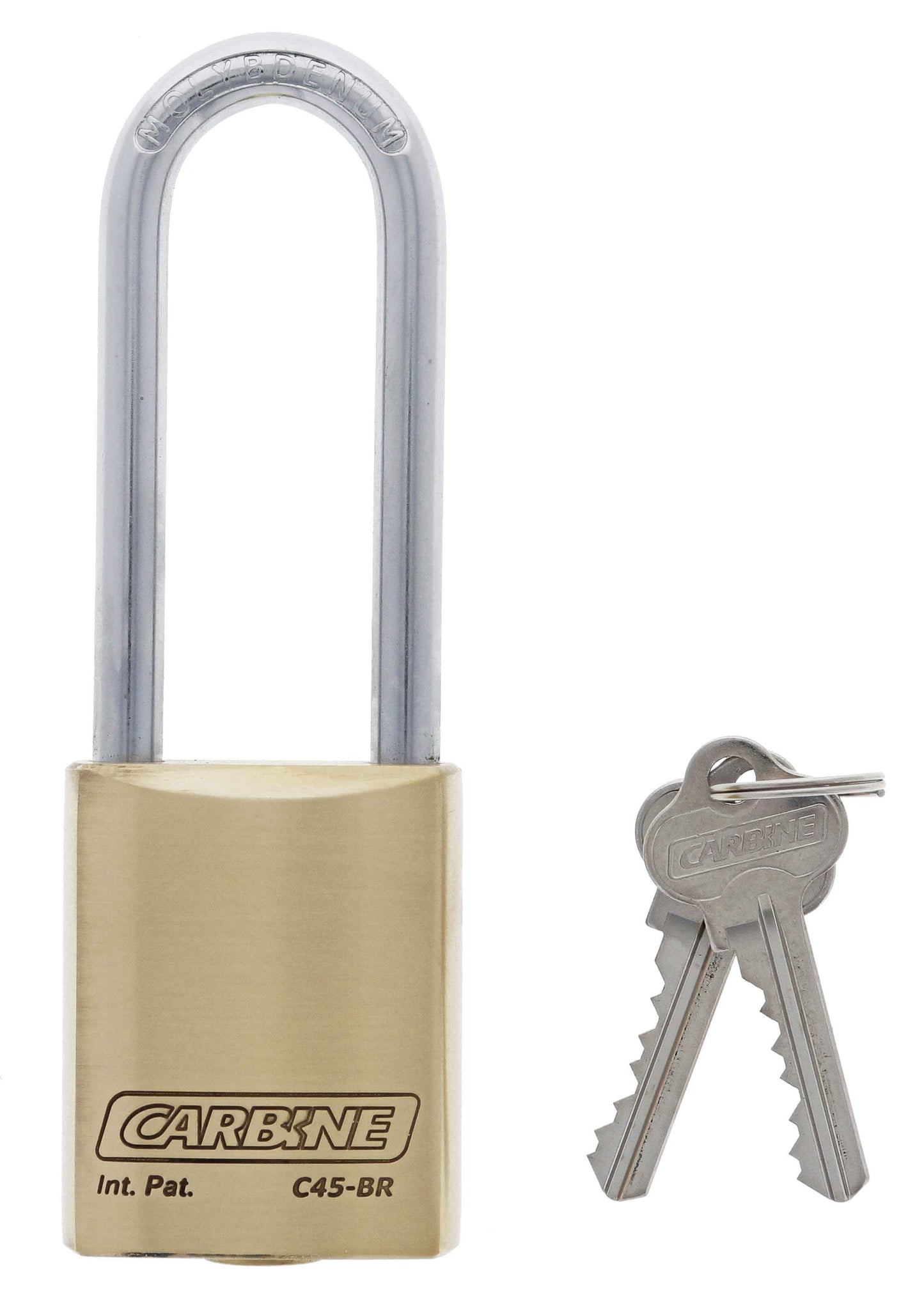 Carbine C45 Brass Padlock, 8MM X 75MM MOLY SHACKLE, Keyed to Differ , Boxed Single