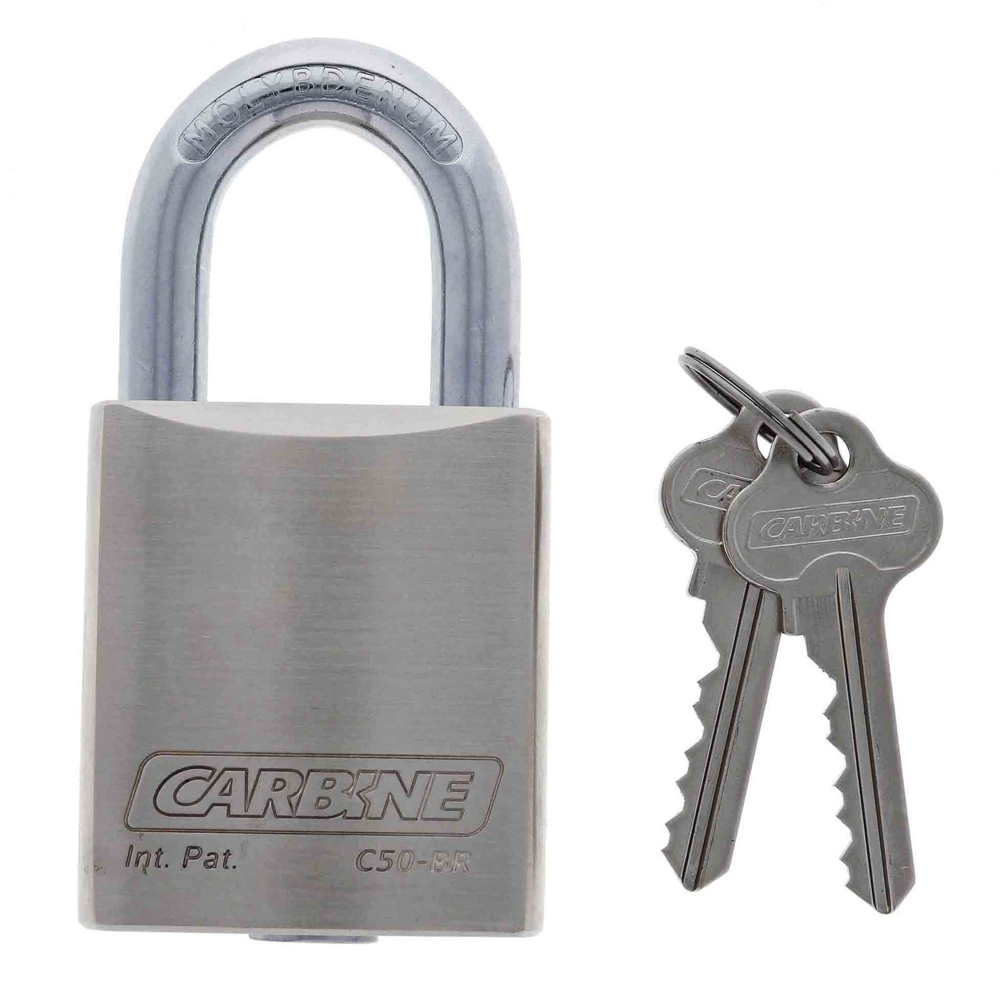 Carbine C50 Brass Padlock, 9.5MM X 30MM MOLY SHACKLE, Keyed Alike KA1, Boxed Single