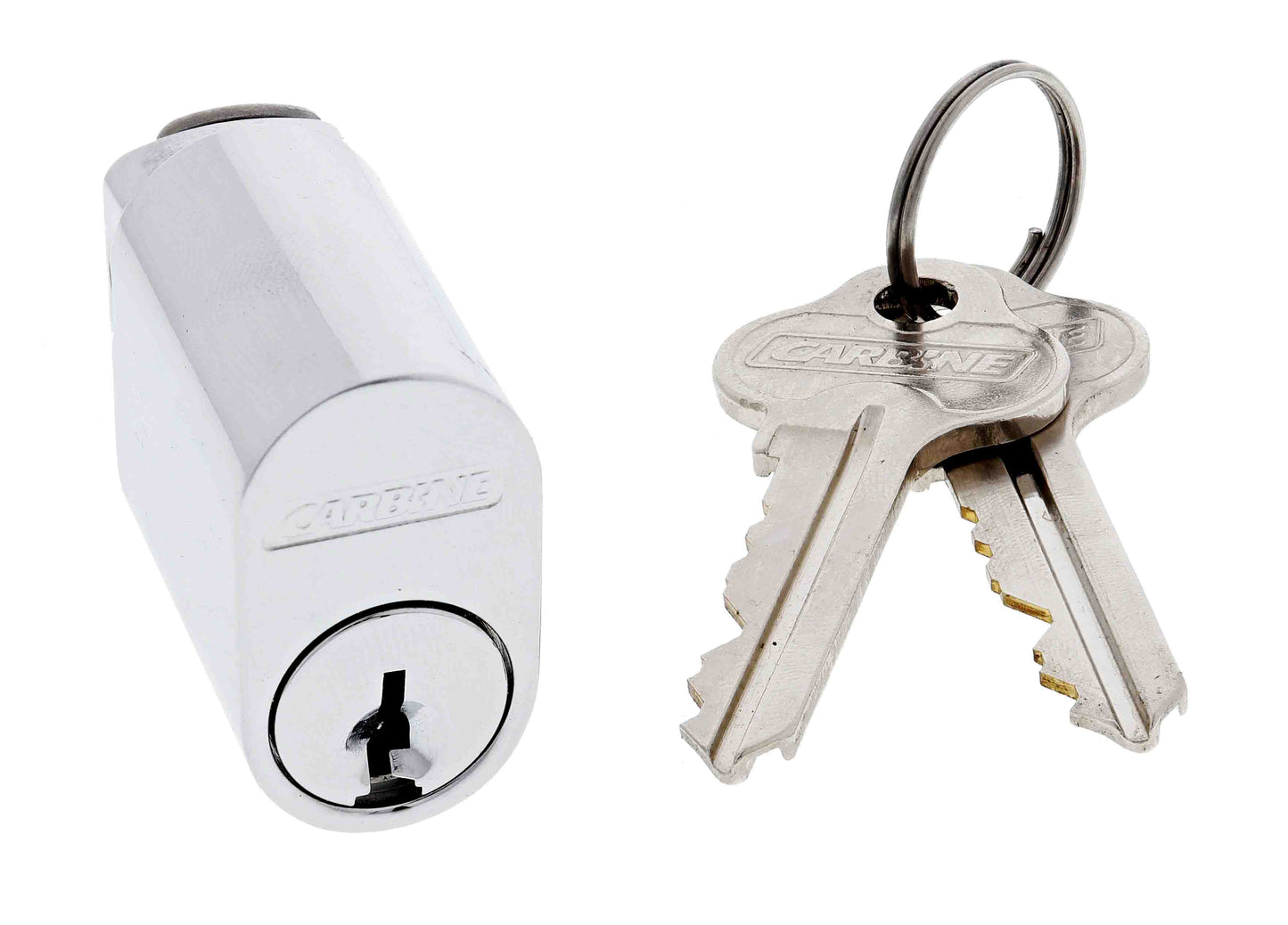 Carbine Oval Cylinder, 6 pin X Cam, C4 Keyed to Differ , Boxed, Chrome Plate