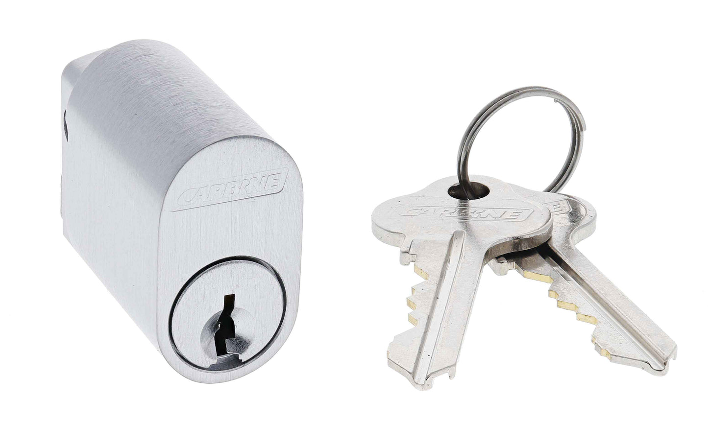 Carbine Oval Cylinder, 6 pin R Cam, C4 Keyed Alike KA1, Boxed, Satin Chrome