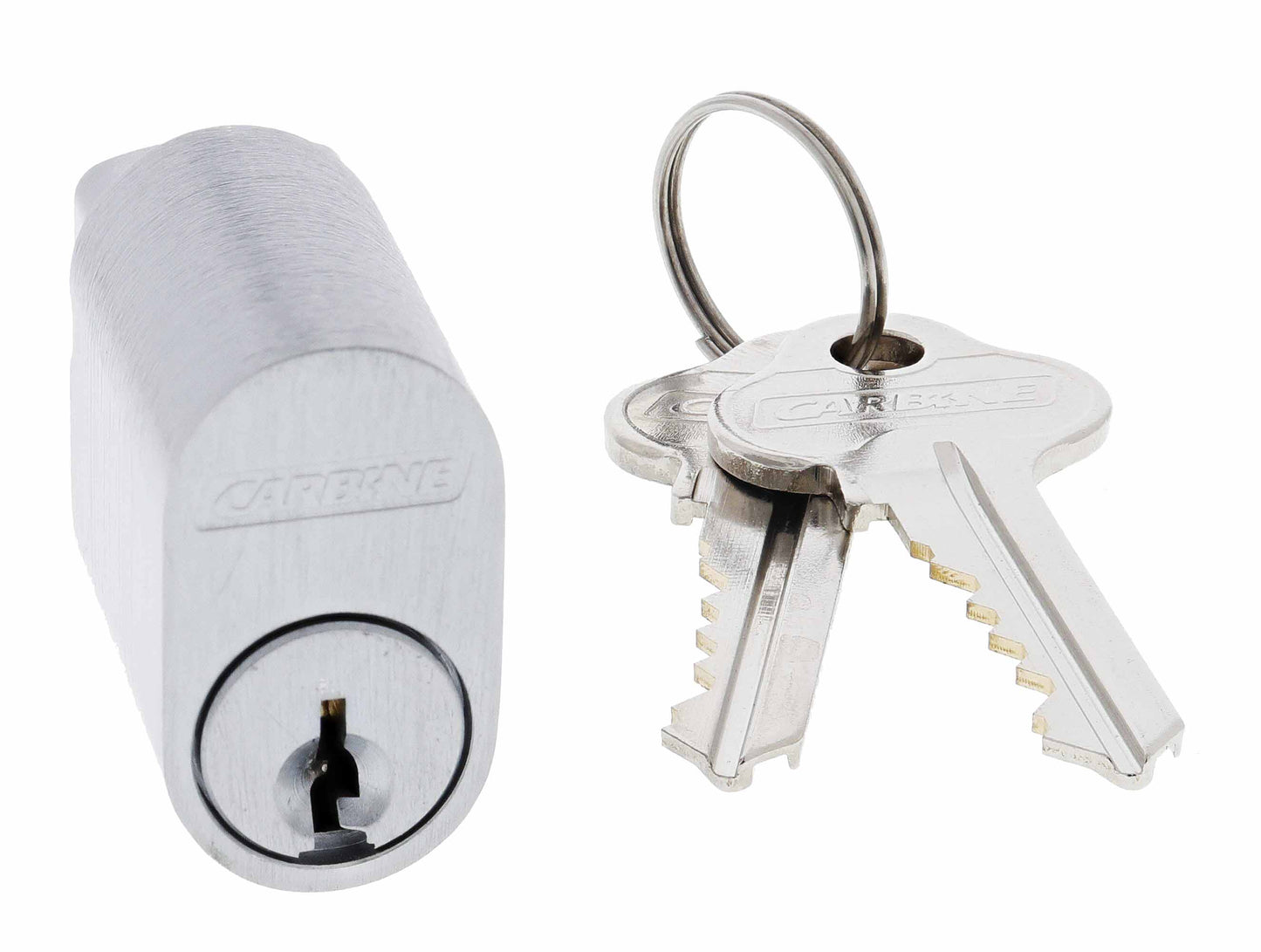 Carbine Oval Cylinder, 6 pin W Cam, C4 Keyed to Differ , Boxed, Satin Chrome