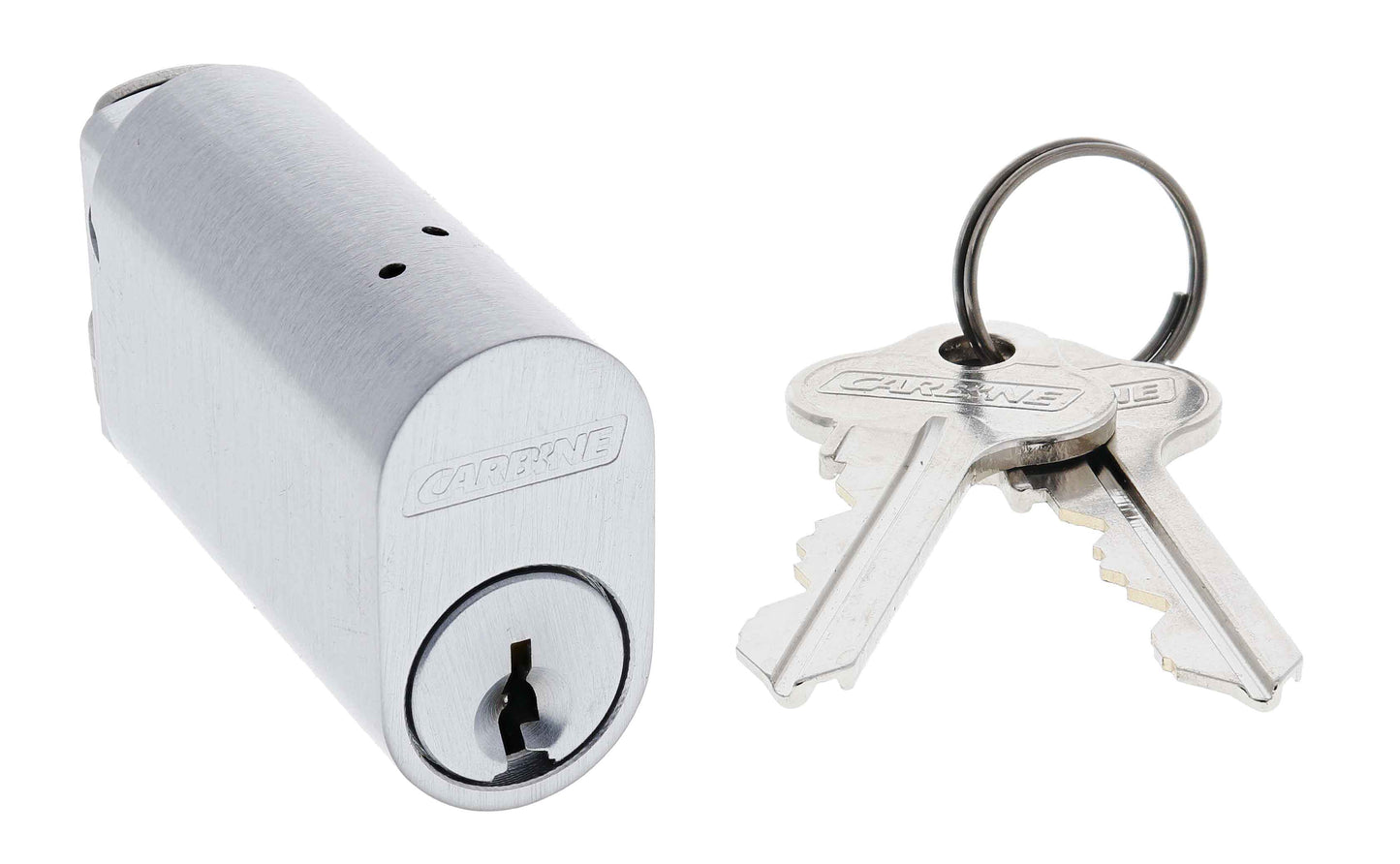 Carbine Oval Cylinder, 6 pin 48mm cylinder X Cam, C4 Keyed Alike KA1, Boxed, Satin Chrome