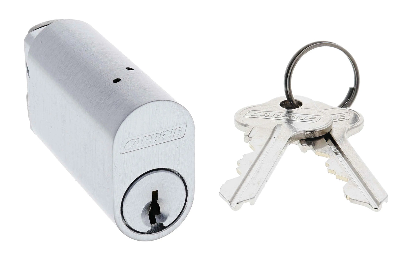 Carbine Oval Cylinder, 6 pin 48mm cylinder X Cam, C4 Keyed Alike KA1, Boxed, Satin Chrome
