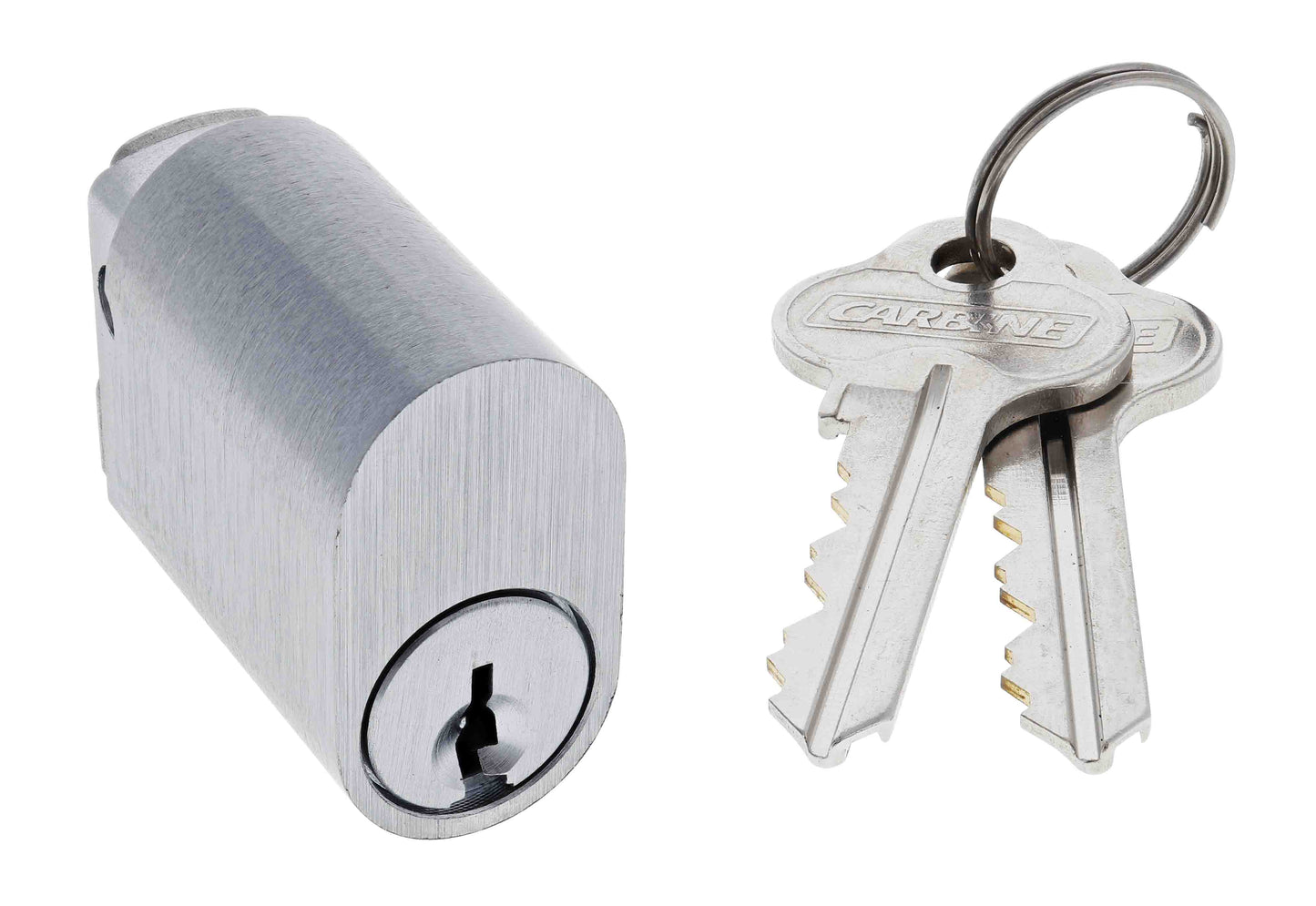 Carbine Oval Cylinder, 6 pin Non stamped X Cam, C4 Keyed to Differ , Bulk 10, Satin Chrome