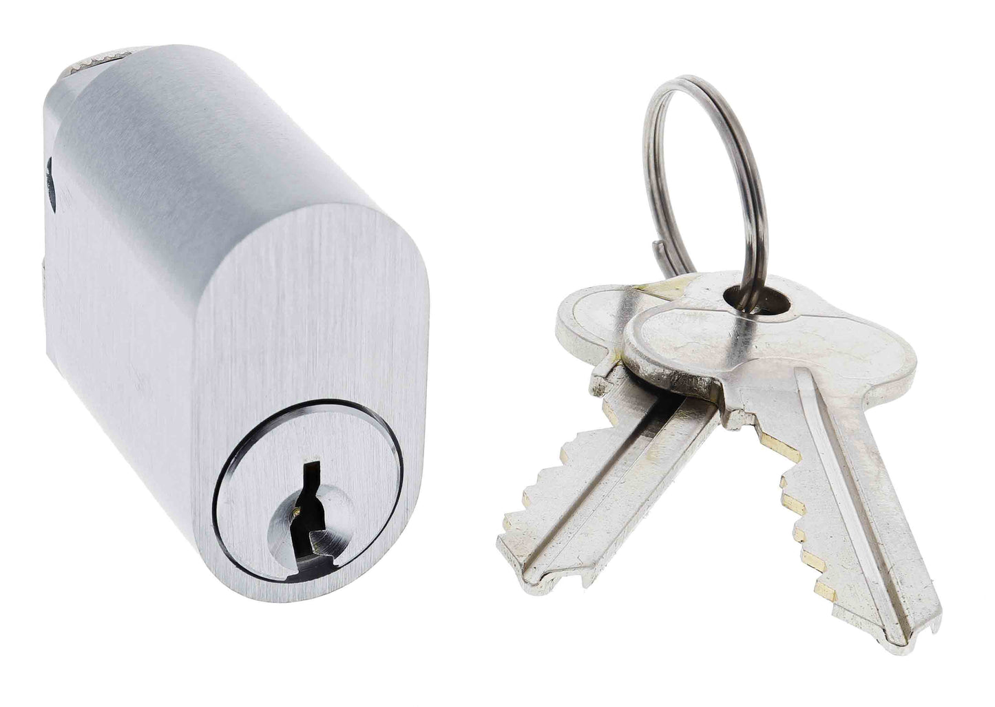 Carbine Oval Cylinder, 6 pin Non stamped X Cam, C4 Keyed Alike KA3, Boxed, Satin Chrome