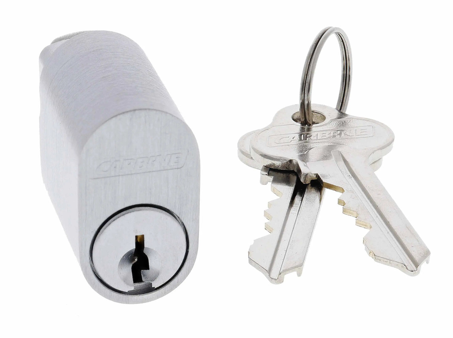 Carbine Oval Cylinder, 6 pin X Cam, C4 Keyed Alike KA4, Boxed, Satin Chrome