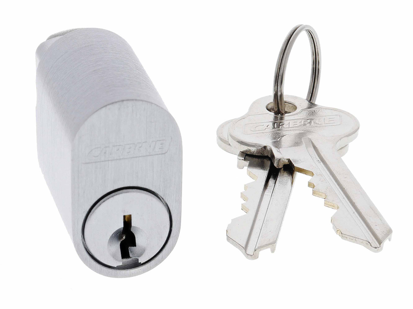 Carbine Oval Cylinder, 6 pin X Cam, C4 Keyed Alike KA3, Boxed, Satin Chrome