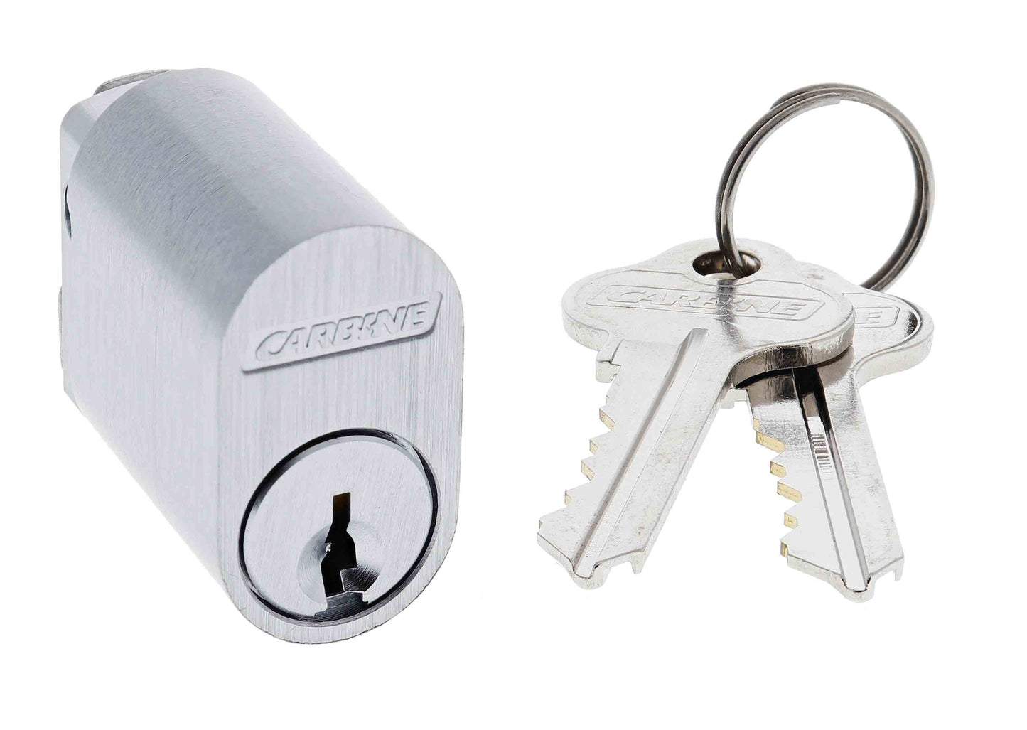 Carbine Oval Cylinder, 6 pin Y Cam, C4 Keyed to Differ , Boxed, Satin Chrome