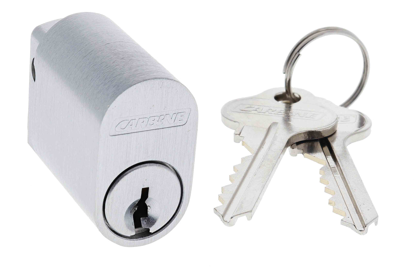 Carbine Oval Cylinder, 6 pin Z Cam, C4 Keyed to Differ , Boxed, Satin Chrome