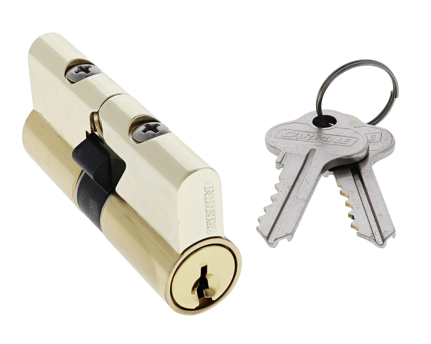 Carbine Euro Double cylinder Fixed Cam, 5 pin, C4 Keyed Alike, KA3, Boxed, Polished Brass