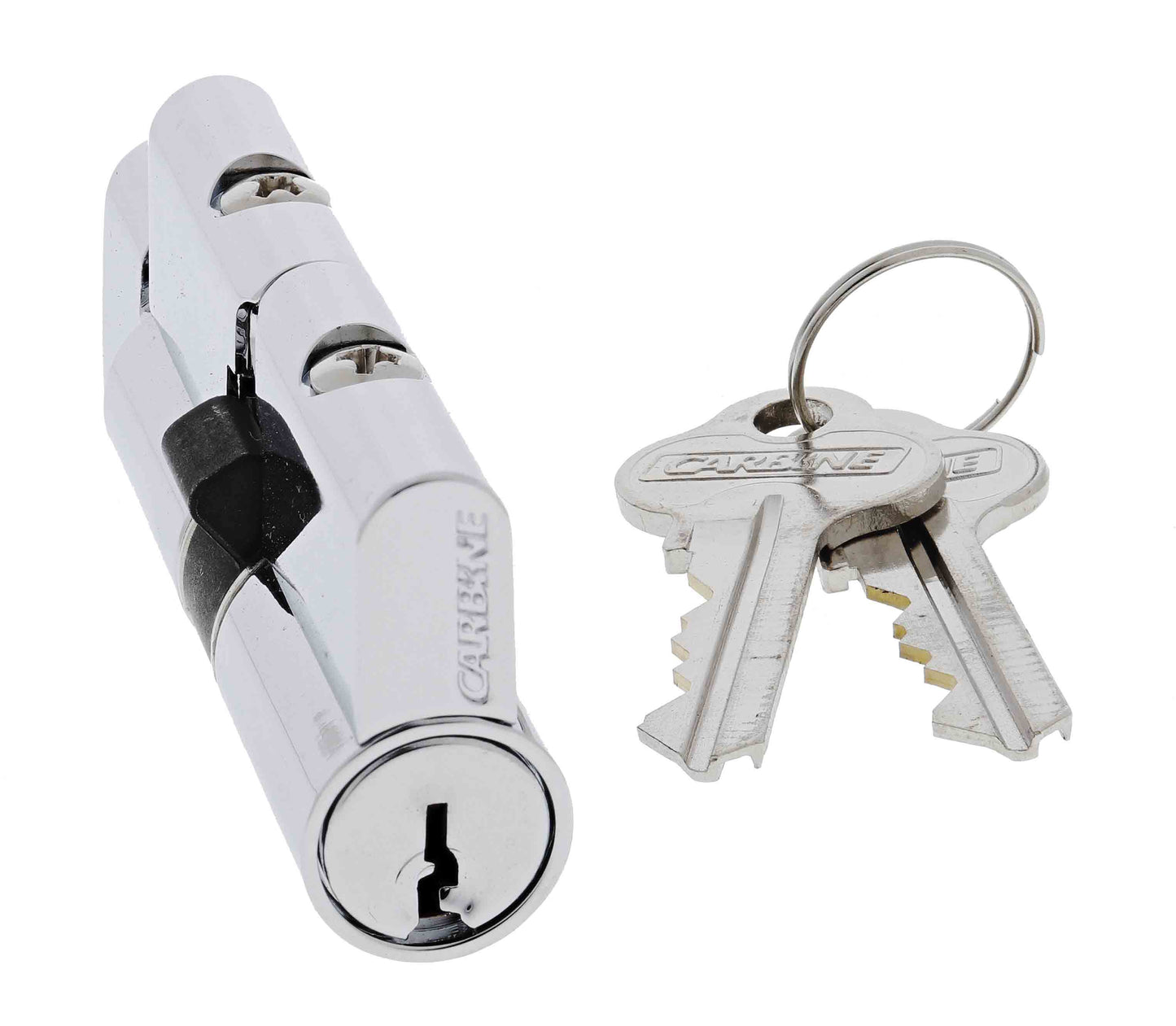 Carbine Euro Cylinder and turn Fixed Cam, 5 pin, C4 Keyed Alike, KA2, Boxed, Chrome Plate