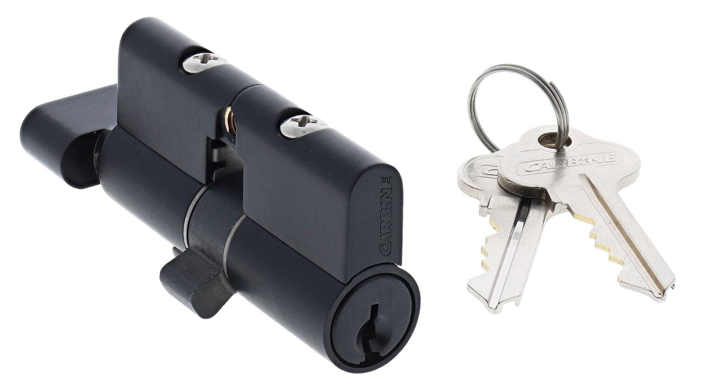 Carbine Euro Cylinder and turn Fixed Cam, 5 pin, C4 Keyed Alike, KA1, Boxed, Matte Black
