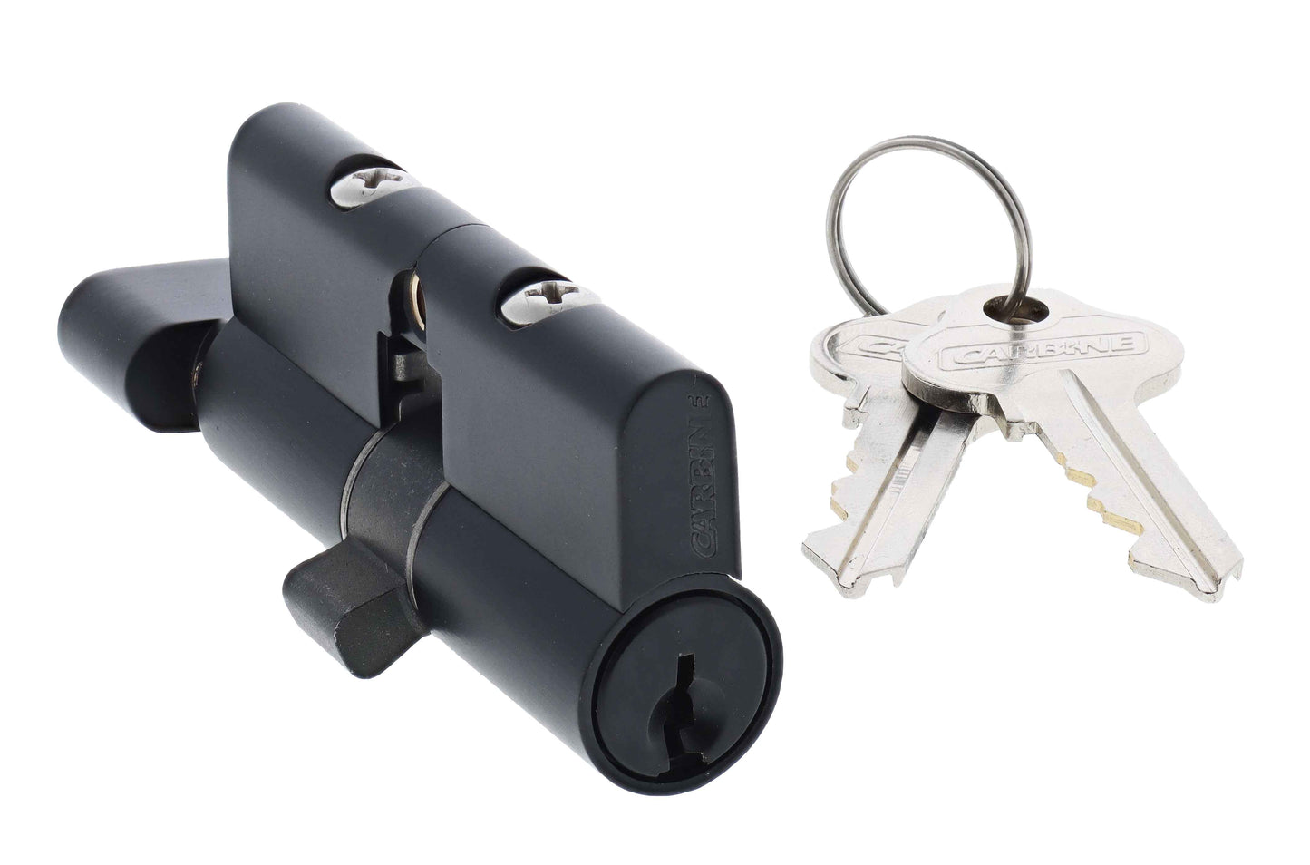 Carbine Euro Cylinder and turn Fixed Cam, 5 pin, C4 Keyed to Differ, , Boxed, Matte Black