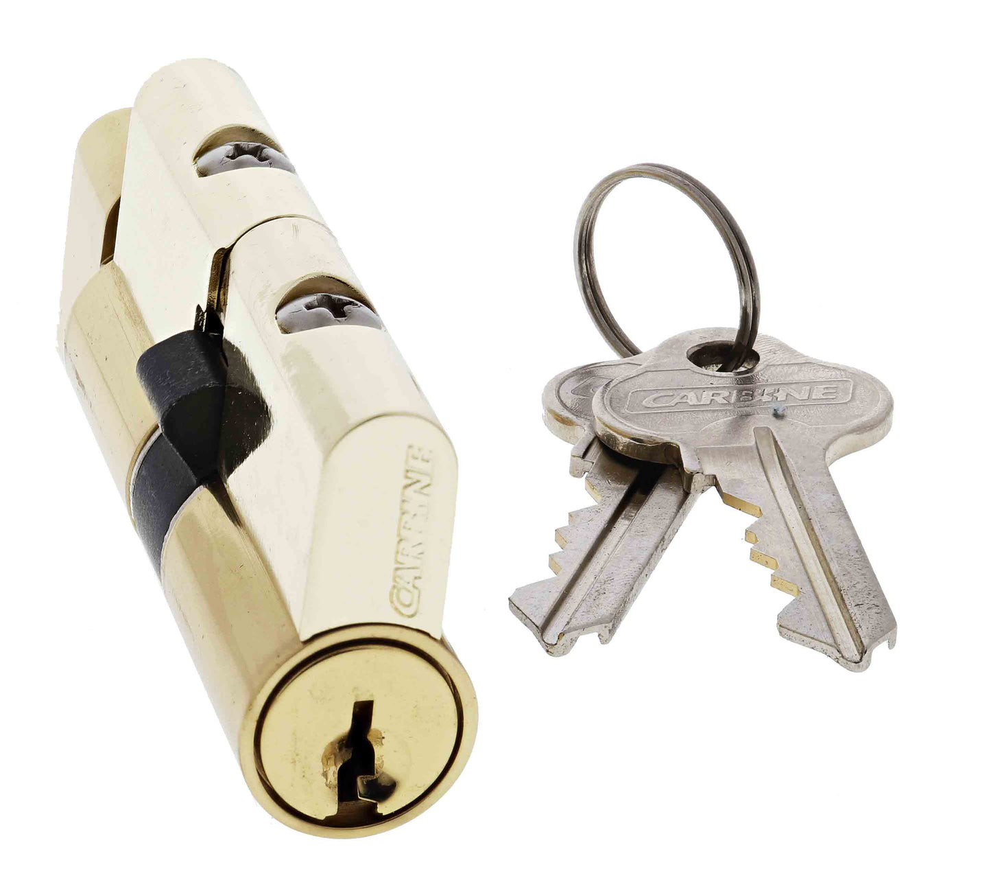 Carbine Euro Cylinder and turn Fixed Cam, 5 pin, C4 Keyed Alike, KA1, Boxed, Polished Brass