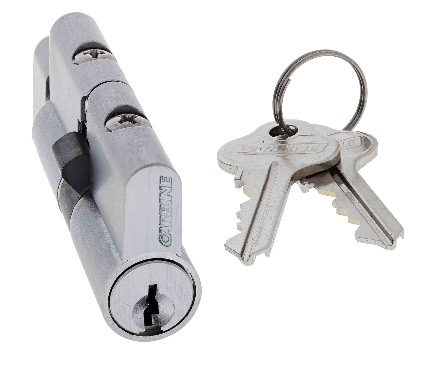 Carbine Euro Cylinder and turn Fixed Cam, 5 pin, C4 Keyed Alike, KA4, Boxed, Satin Chrome