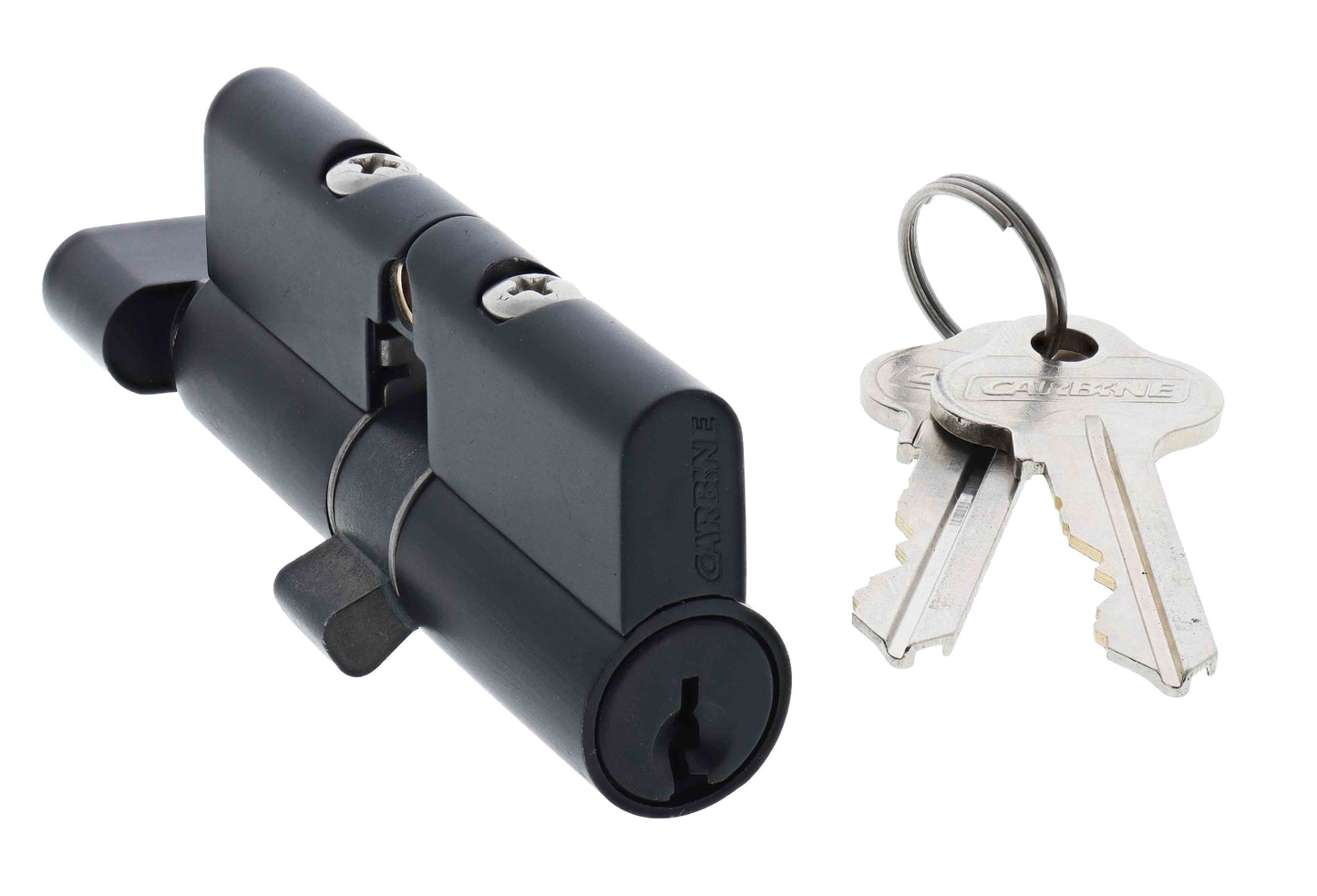 Carbine Euro Cylinder and turn Fixed Cam, 6 pin, C4 Keyed to Differ, , Boxed, Matte Black