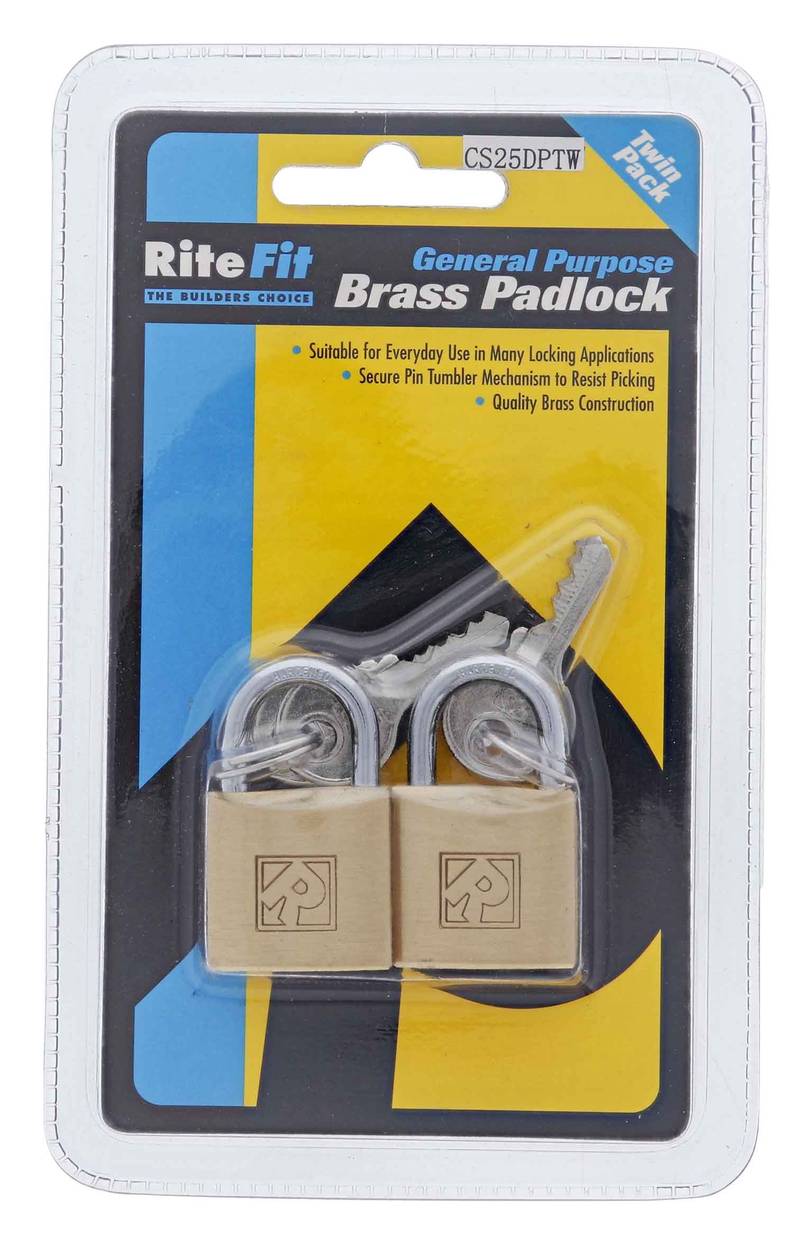 Lenlok CS25 25MM Padlock, 3.95MM x 15MM Shackle, Keyed Alike KA Random, Display Pack Pair