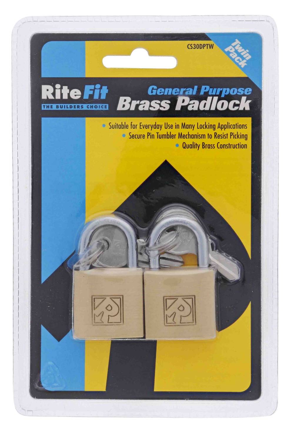 Lenlok CS30 30MM Padlock, 4.75MM x 18MM Shackle, Keyed Alike KA Random, Display Pack Pair