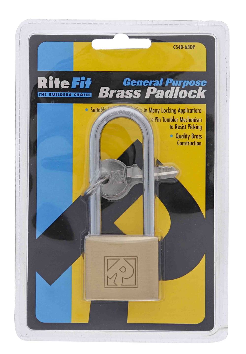 Lenlok CS40 40MM Padlock, 6.45MM x 63MM Shackle, Keyed to Differ , Display Pack