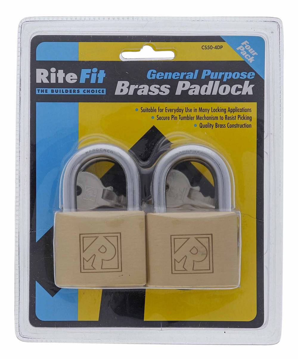Lenlok CS50 50MM Padlock, 7.92MM x 27MM Shackle, Keyed Alike KA Random, Display Pack 4 Pack