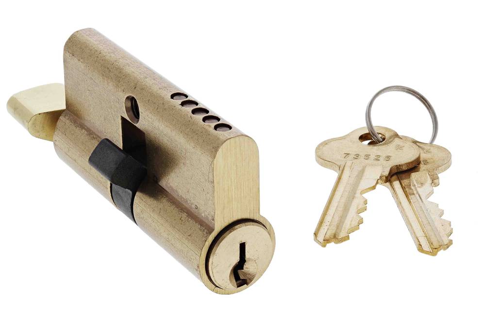 Lenlok Euro Cylinder and turn Cylinder, Fixed Cam, 5 pin, C4 Keyed Alike KA1, Polished Brass Boxed