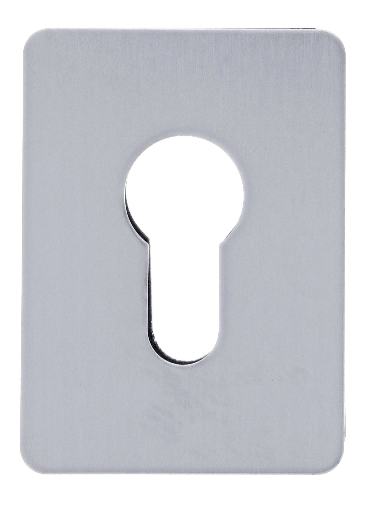 Souber EE1, Rectangular Adhesive Escutcheon Suits Euro Cylinder, 65.5mm x 47.6mm, Satin Chrome