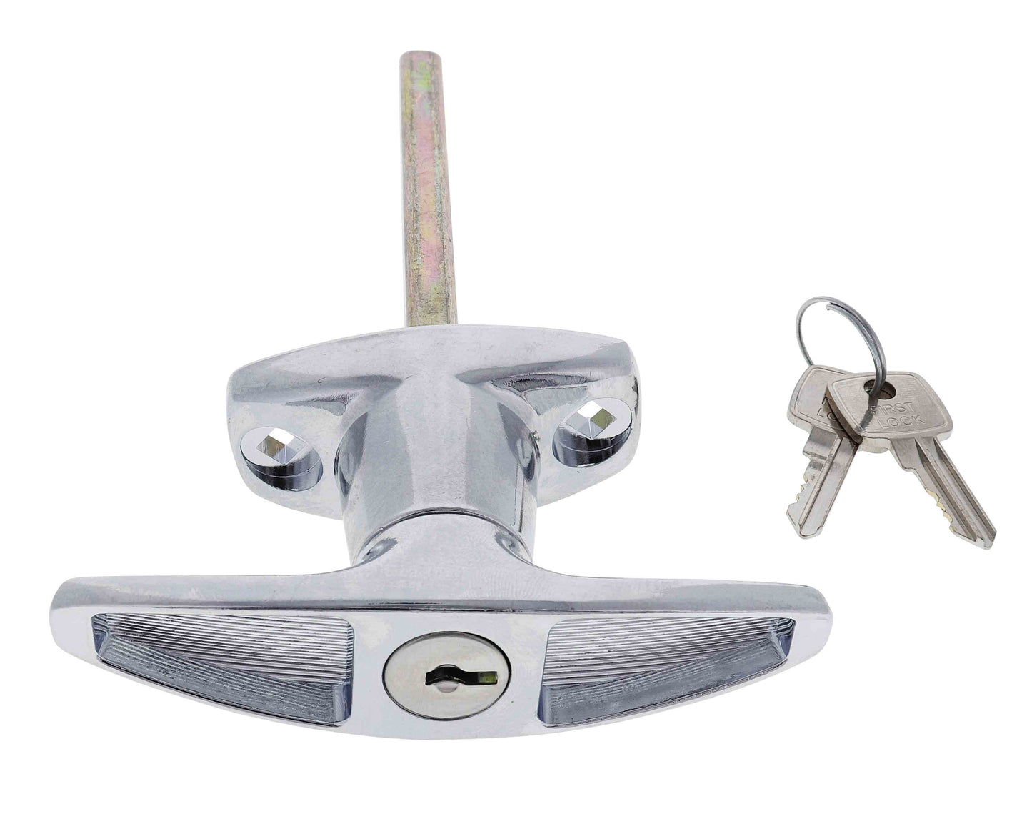 Lenlok GHFF T Handle, Front Fixing, 100MM Spindle, Keyed to Differ , , Chrome Plate, Poly bag