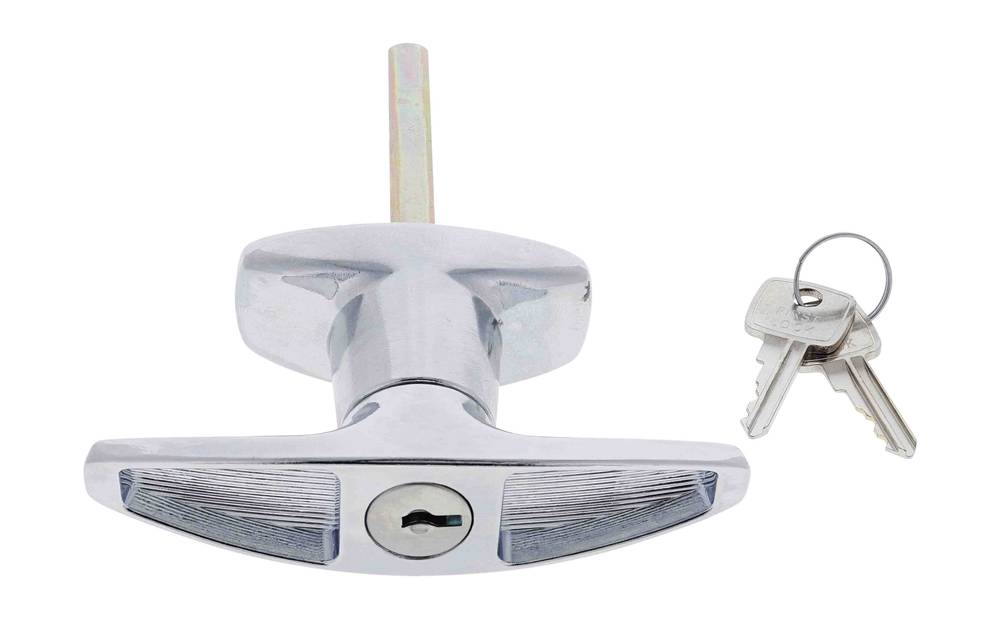 Lenlok GHRF T Handle, Rear Fixing, 75MM Spindle, Keyed Alike 011, , Chrome Plate, Poly bag