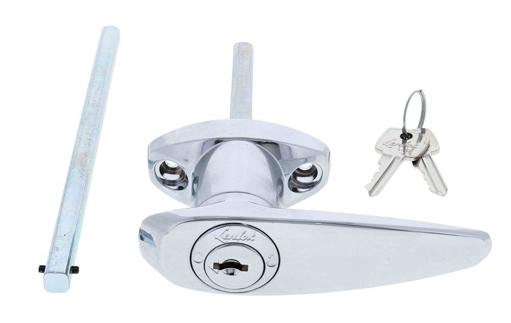 Lenlok L Handle, Front Fixing, 150MM Shaft, LF Keyed to Differ , , Chrome Plate
