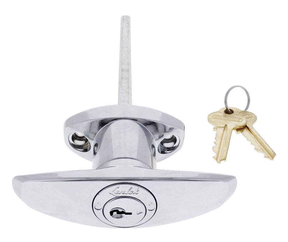Lenlok T Handle, Front Fixing, 150MM Shaft, C4 Keyed Alike KA2, , Chrome Plate