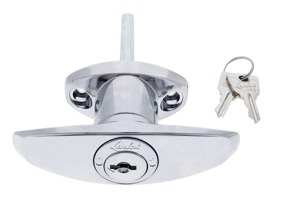 Lenlok T Handle, Front Fixing, 75MM Shaft, LN Keyed Alike KA003 12432, , Chrome Plate