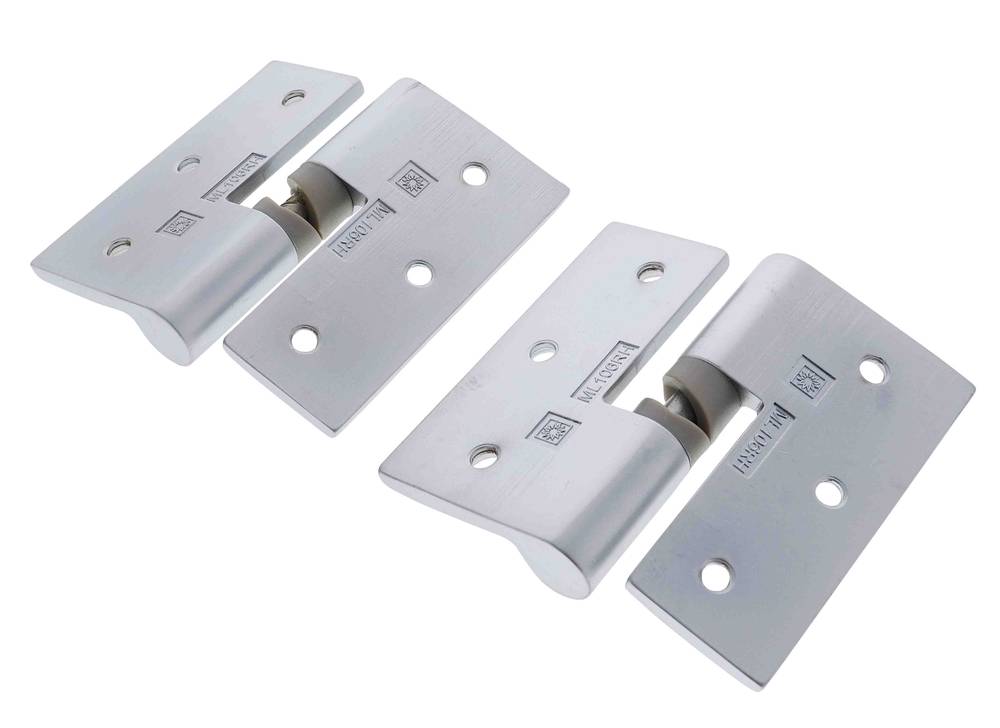 Lenlok M106, Right hand Gravity Hinge Pair, Screw Fix, Hold Closed, , Satin Chrome
