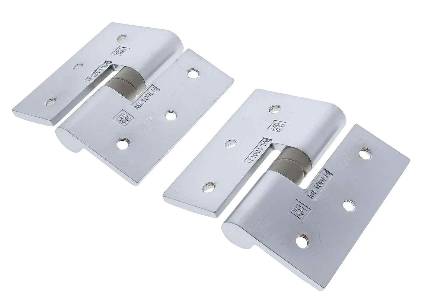 Lenlok M106, Left hand Gravity Hinge Pair, Bolt Through, Hold Open, , Satin Chrome