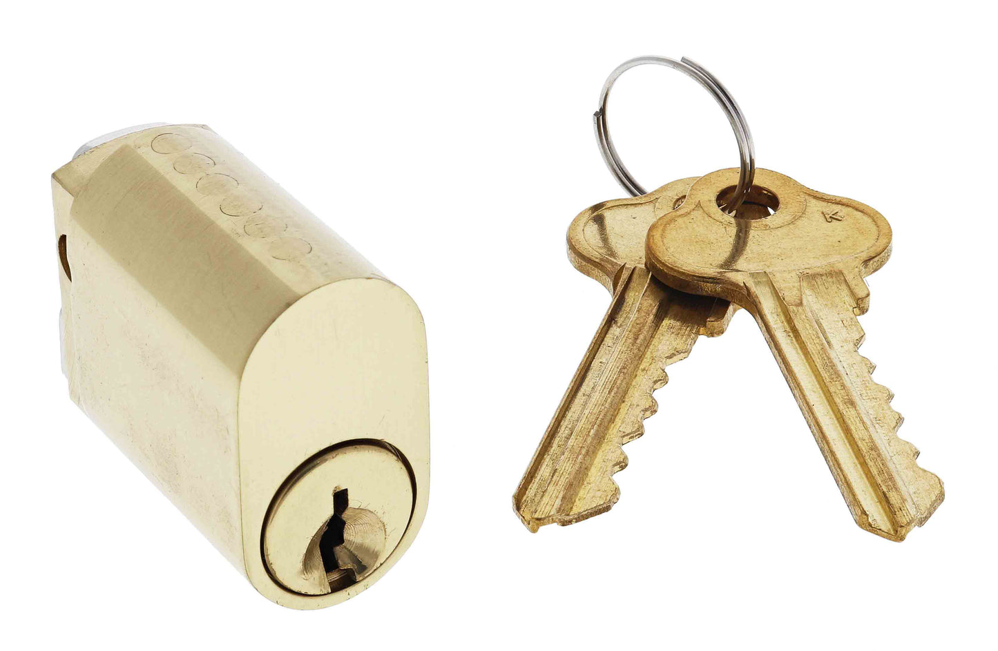 Lenlok Oval Cylinder, X Cam, 6 pin, C4 Keyed to Differ , Polished Brass Boxed