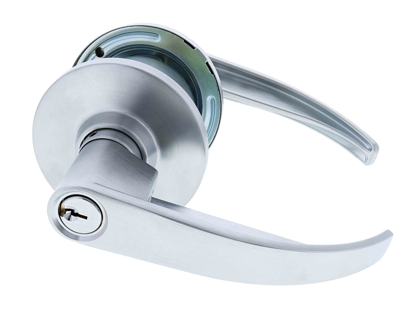 Carbine Newmarket 6000 Cylindrical Vestibule set, Disability Lever, 70mm backset, C4 Keyed to Differ, Boxed, Brushed Satin Chrome